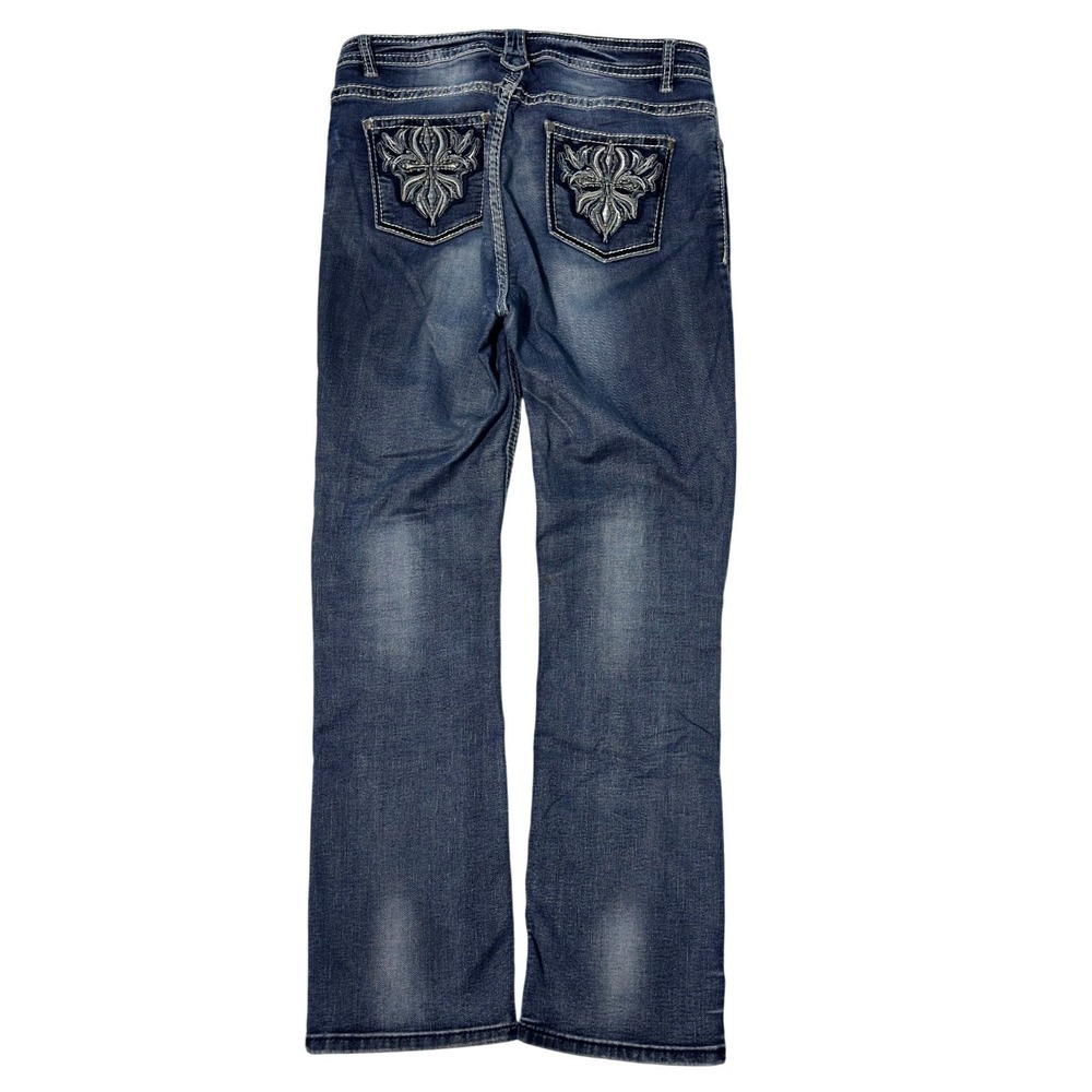 Reba Western Bootcut Jeans Womens 12 Embroidered Pockets‎ Low Rise Y2K Denim